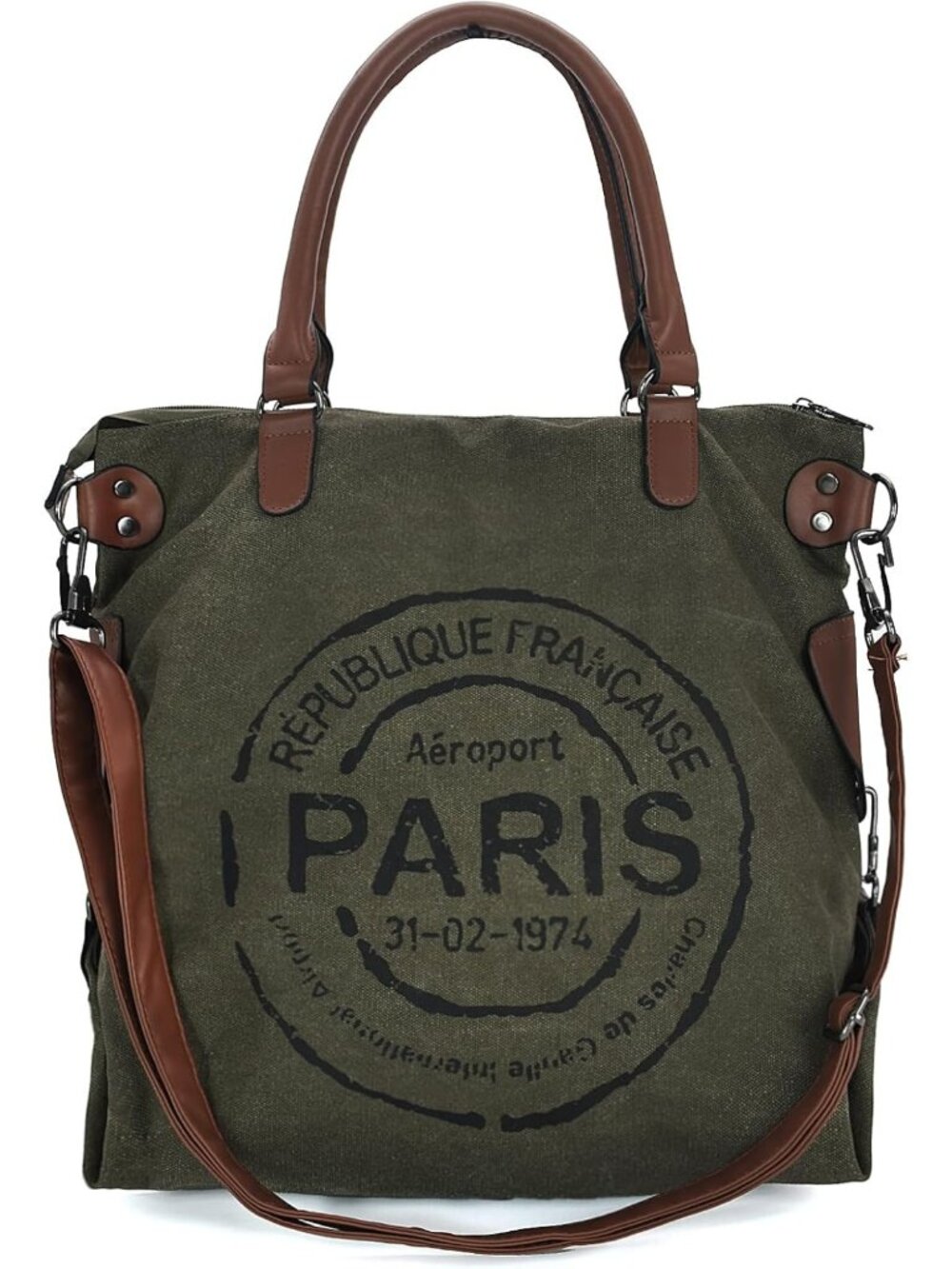 Stylish Large Canvas Tote Bag for Women - Zippered Crossbody & Laptop Shoulder